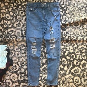 Distressed Blue Jeans